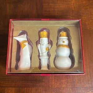 2012 Starbucks White & Gold Christmas  Ornaments Fox Nutcracker Snowman